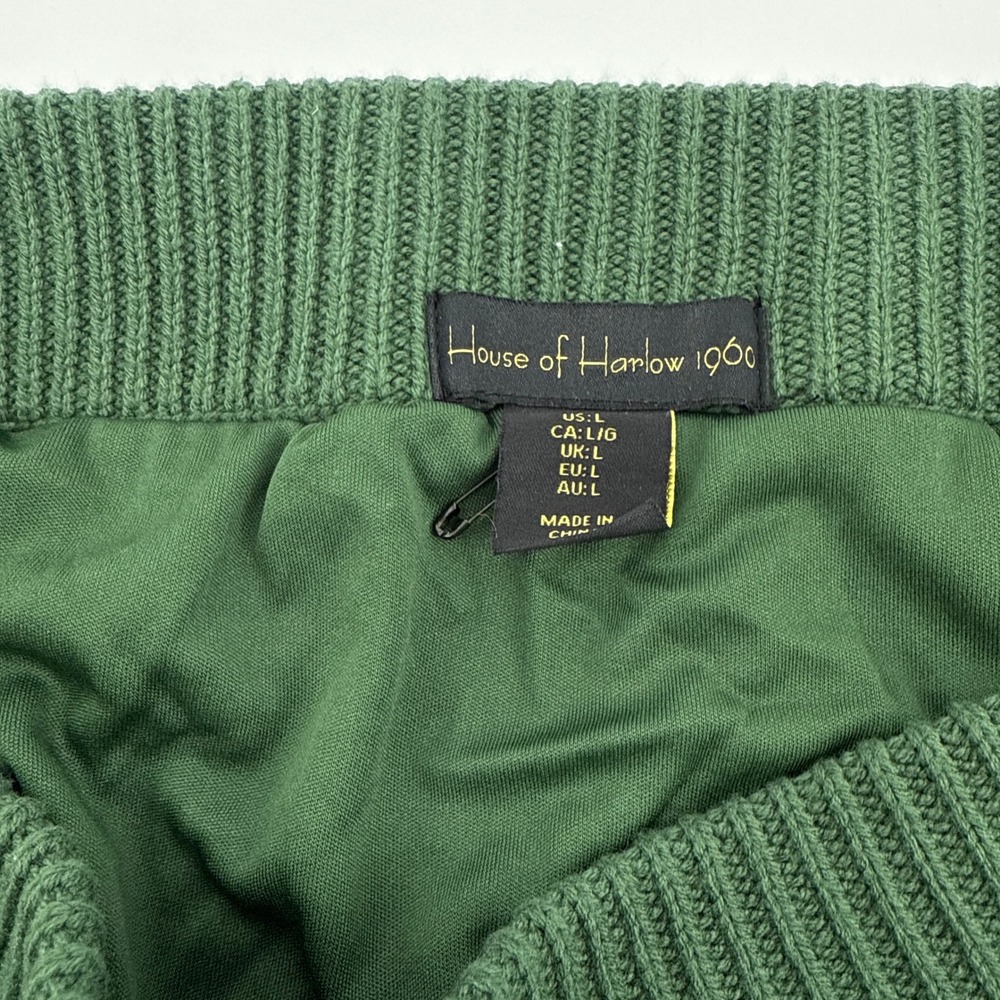NEW House of Harlow 1960 Green Knit Midi Skirt Crochet Lace Trim Boho Size Large - Picture 4 of 8